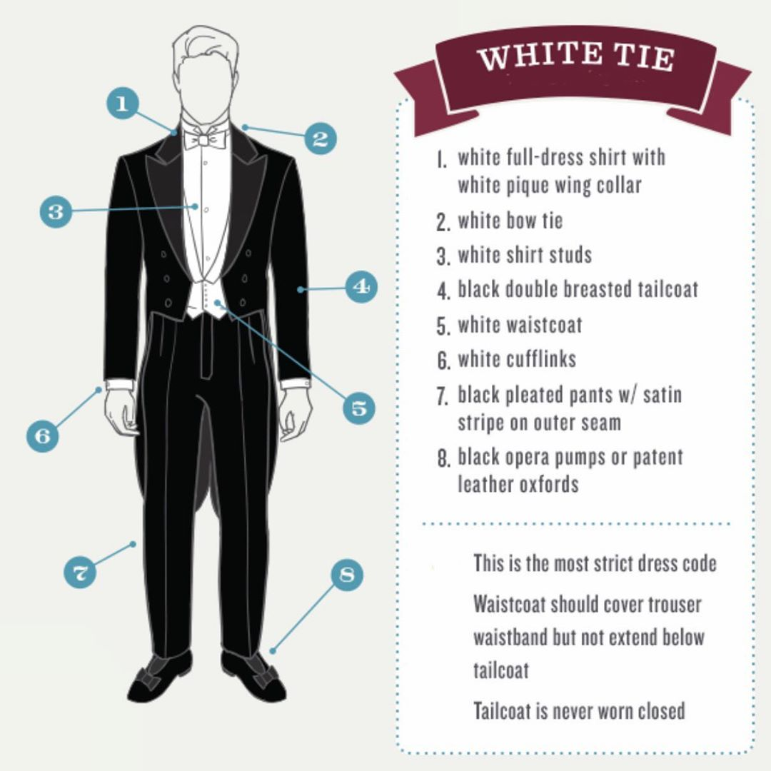 Уайт код. Фрак для дресс-кода White Tie. White Tie дресс-код для мужчин. Смокинг White Tie. Black Tie дресс-код для мужчин.