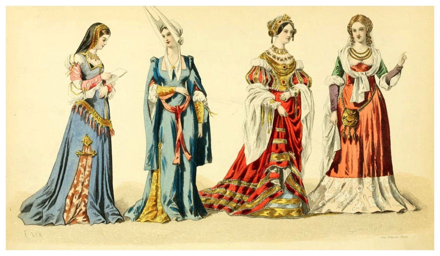 Средневековые готические костюмы. Бургундская мода Франции XV века. Франция одежда XVI век 16 век. Мода 14 века средневековые Европа. Средневековый костюм Франция 14 век.