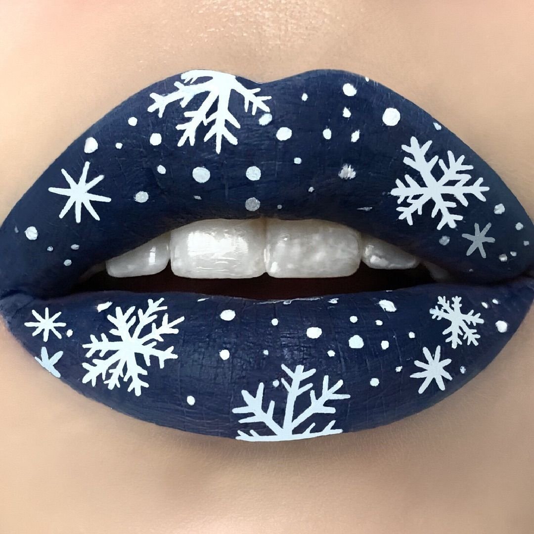 Твои снежинки на губах. Снежинки на губах. Зимние губы. Красивый макияж губ зимний.