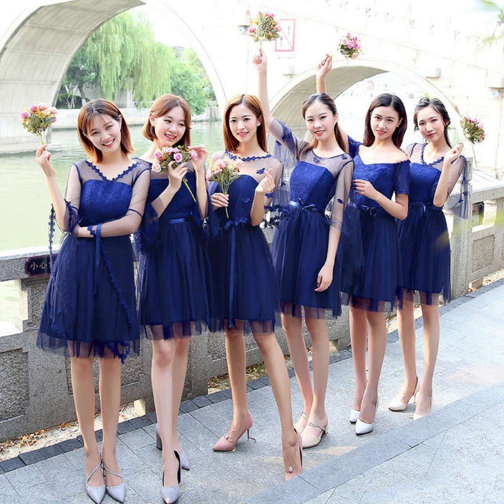 Синее платье подружки невесты