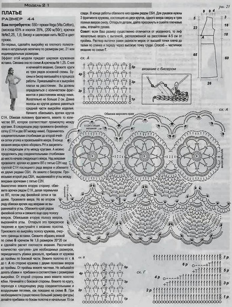 Вязаное платье крючком со схемами и с описанием