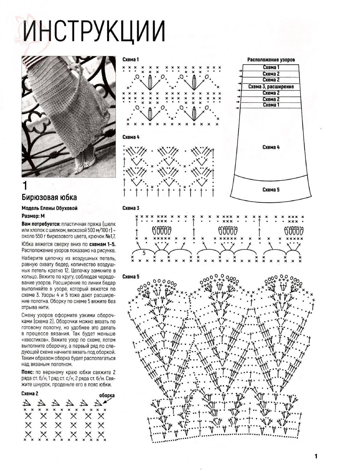 Юбка крючком схемы и описание