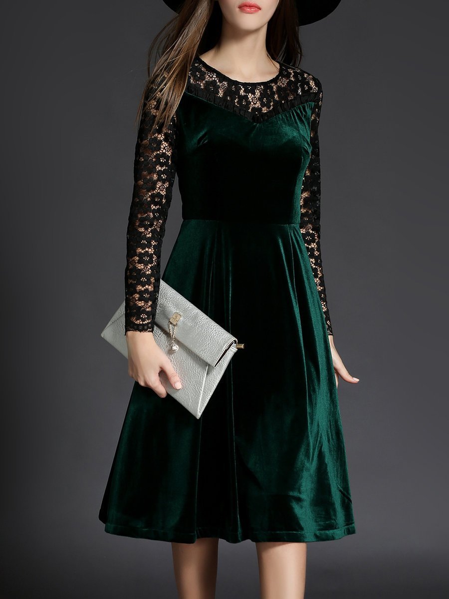 Платье Zolla зеленое бархатное