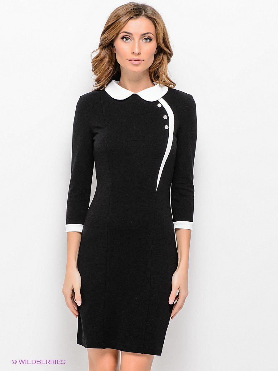 Кира Пластинина черное платье с белым воротником