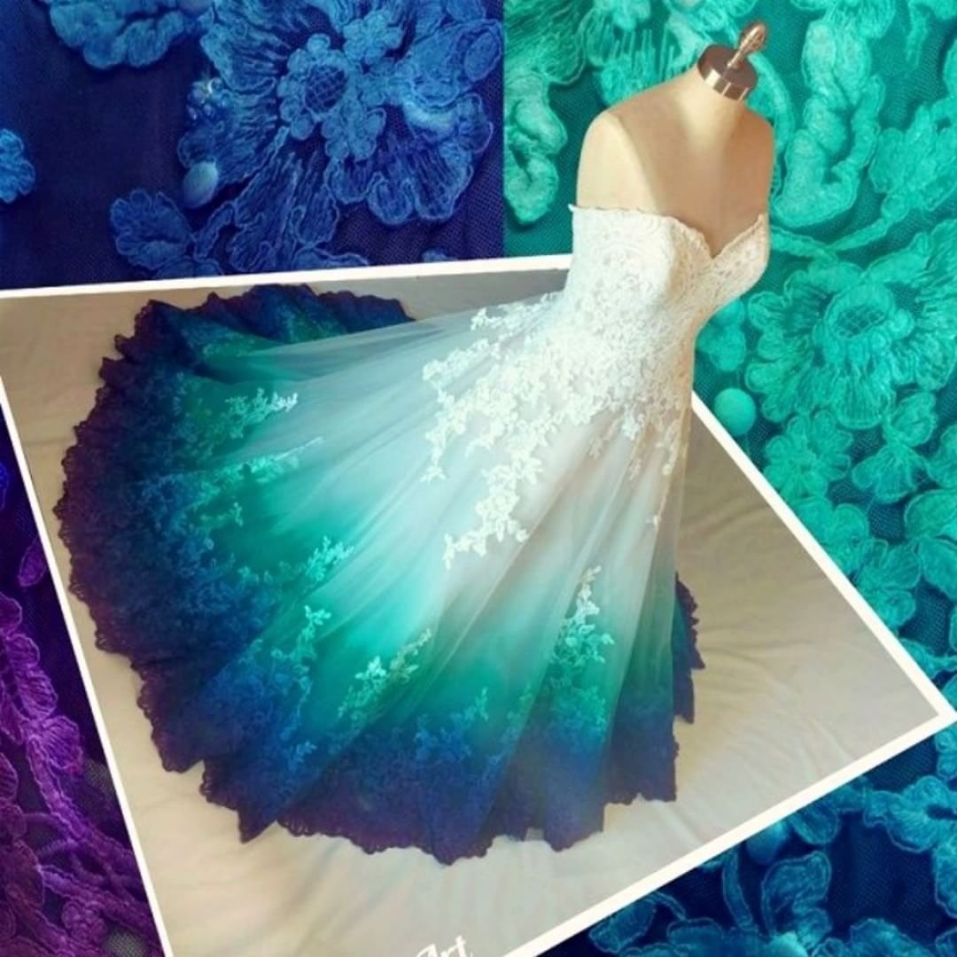 Свадебное платье цвета морской волны