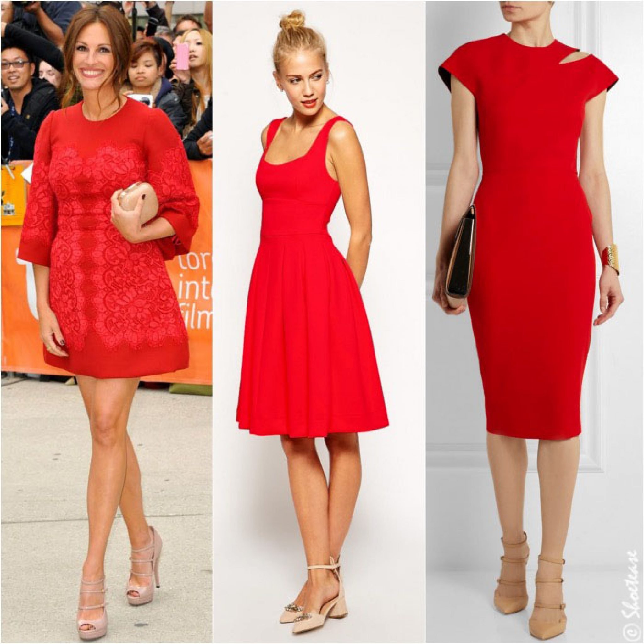 Сочетание с красным платьем