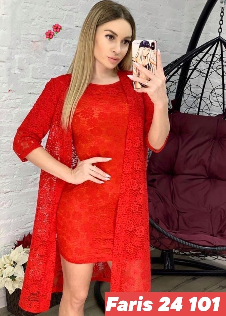 Платье двойка красное