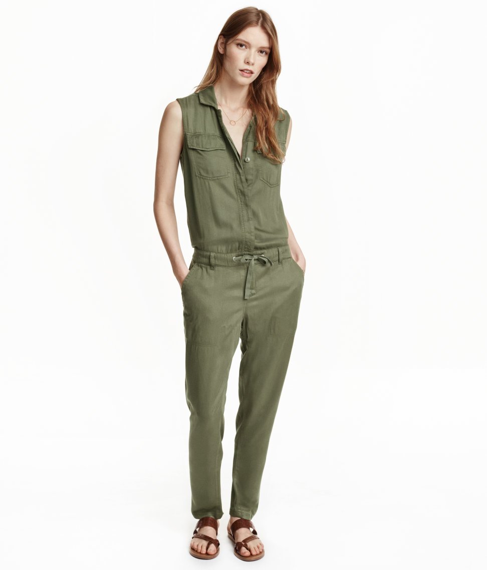 Zara Cargo Jumpsuit Green