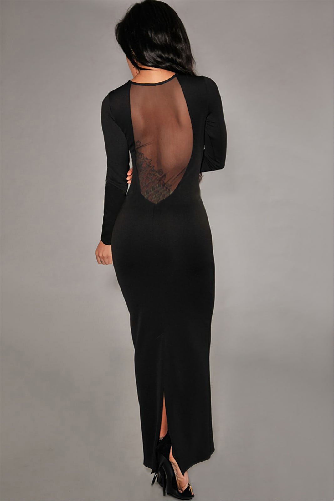 Платье длинное с открытой спиной черное