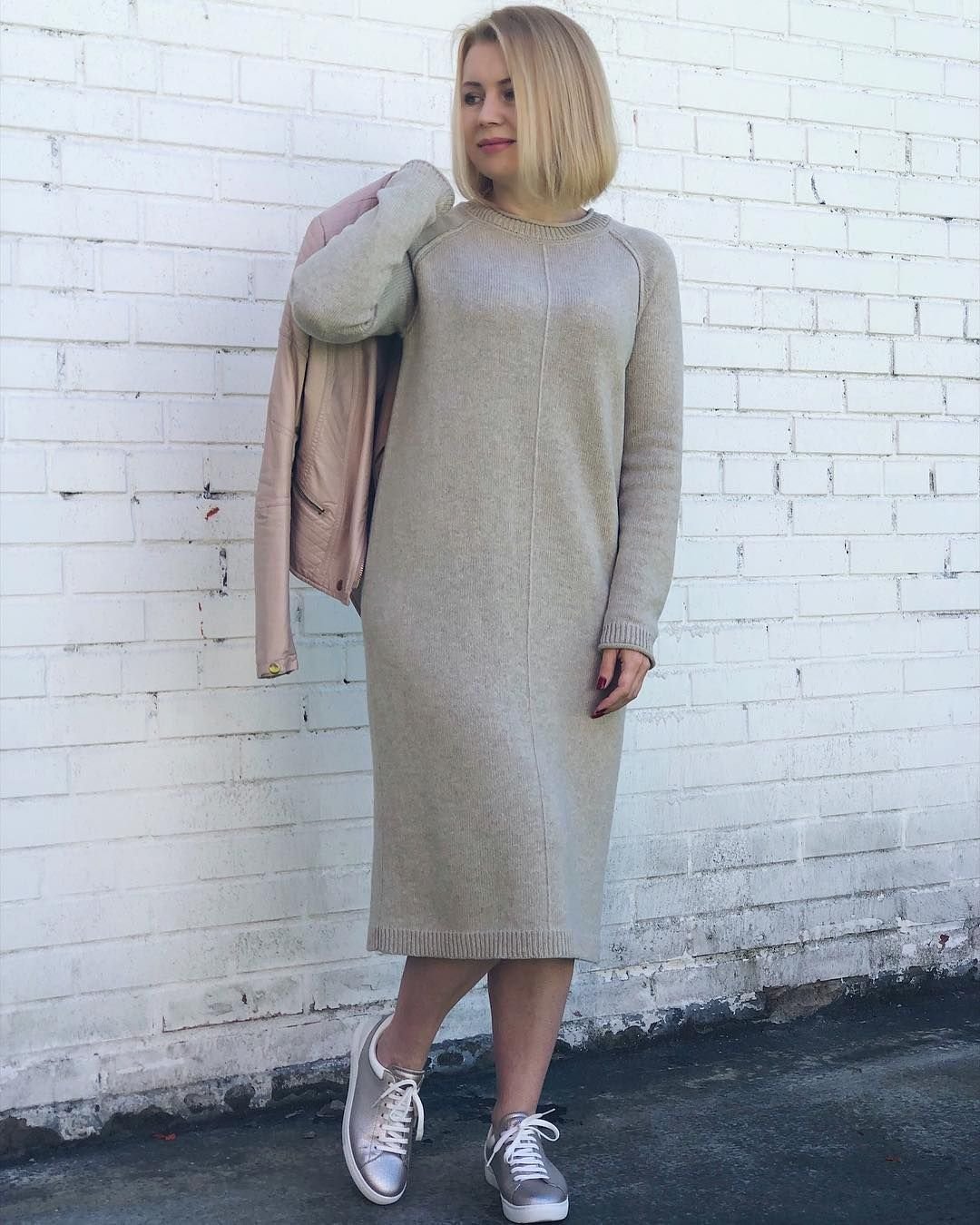 Mango knitted sweater dress in gray