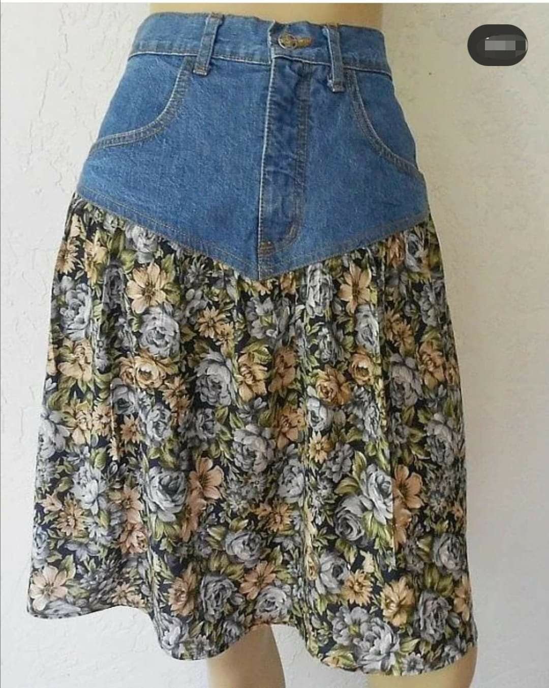Комбинированные джинсовые юбки