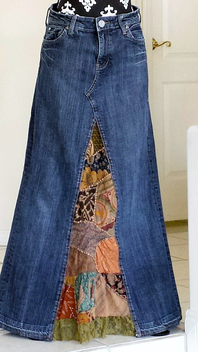 Юбка комбинированная с джинсой