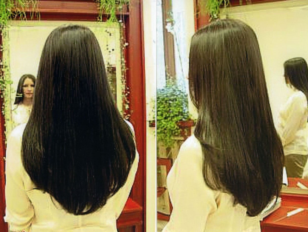 Волосы сзади треугольником на длинные волосы фото