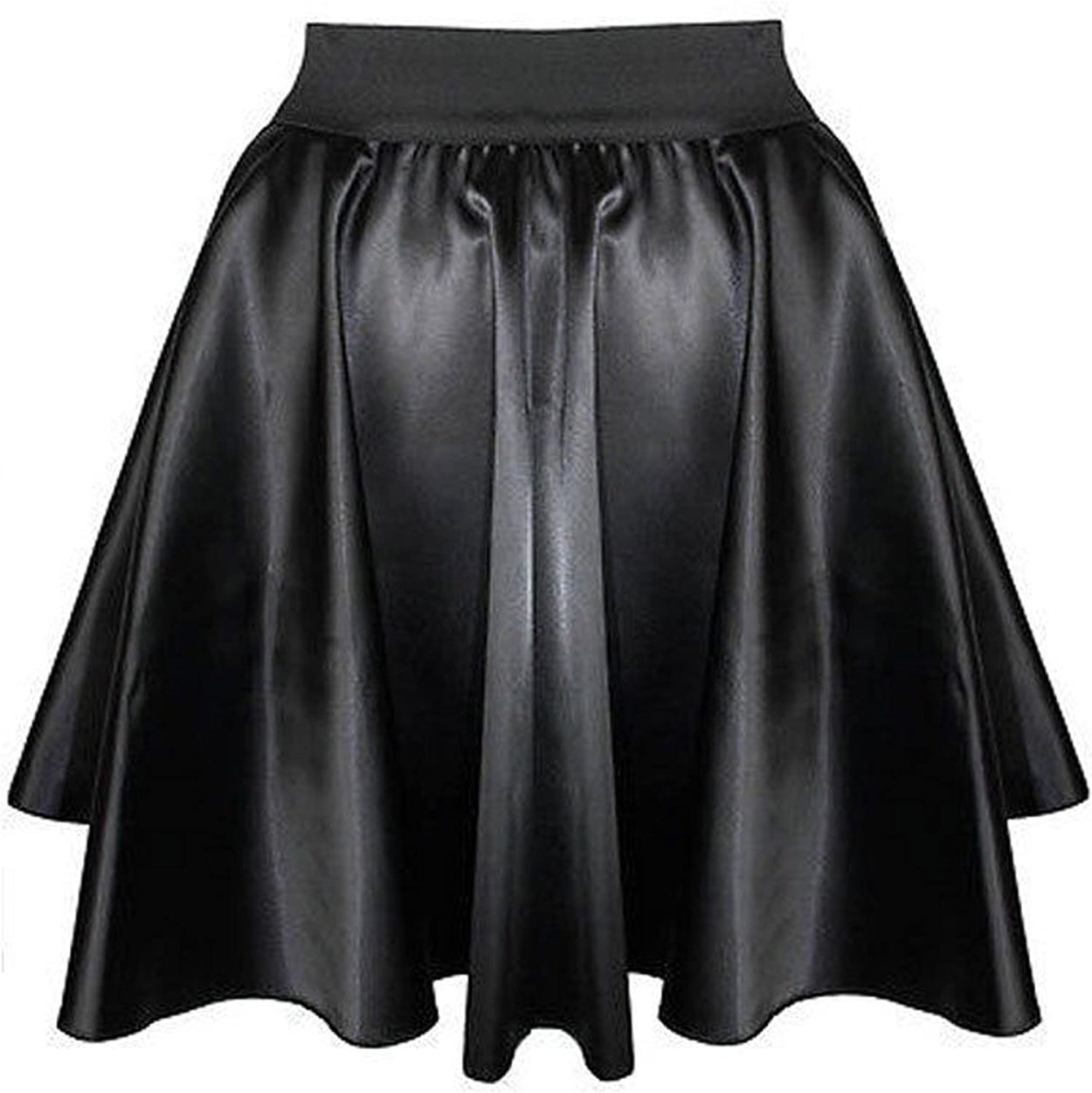 Black Satin Pleated Mini skirt
