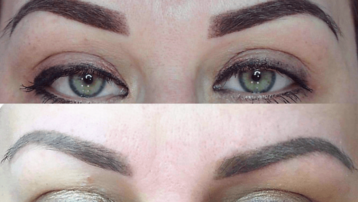 Перманент бровей цвет. Перманент Powder Brows. Оттенки татуажа бровей. Серо коричневый перманент бровей. Темный татуаж бровей.