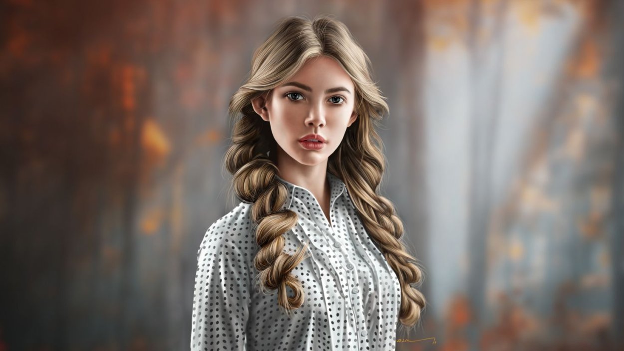 Девушка с двумя косичками