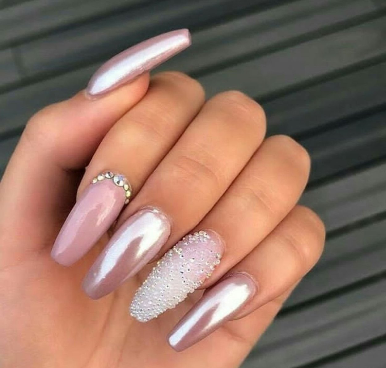 Длинные ногти с втиркой