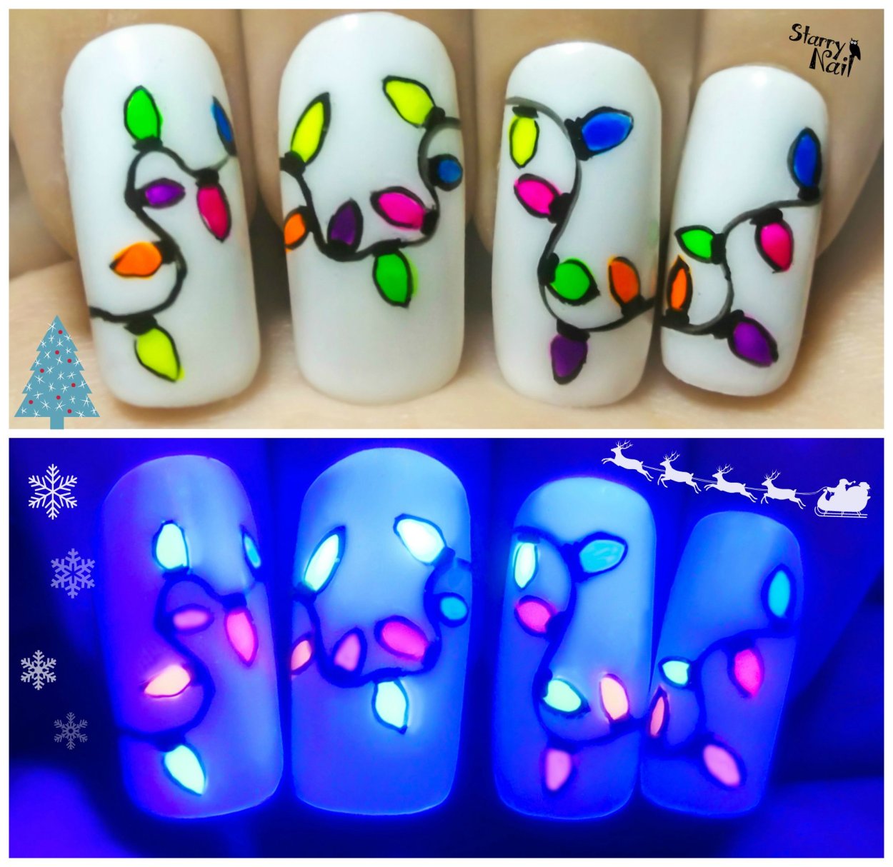 Светящиеся ногти на новый год