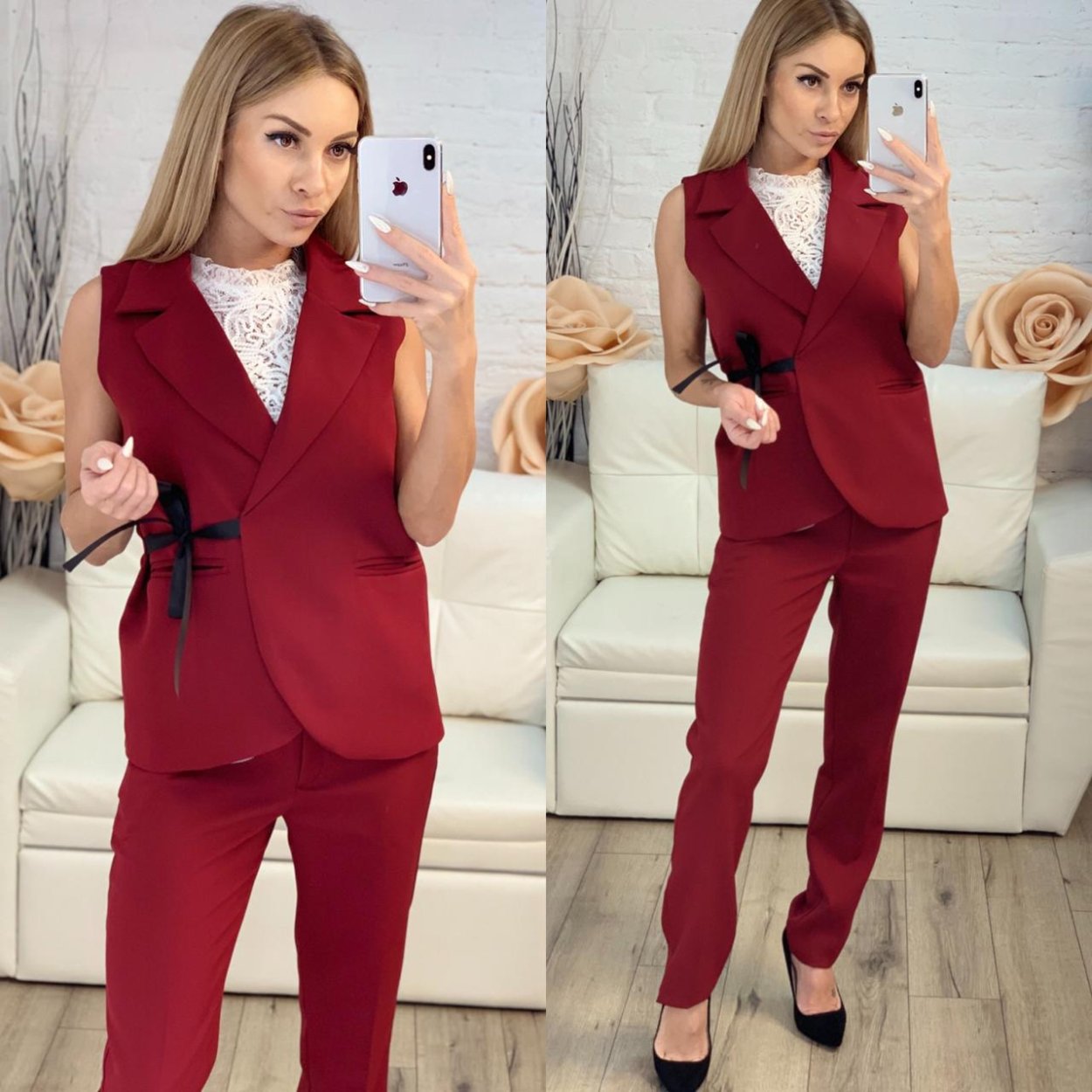 Брючный костюм с жилетом