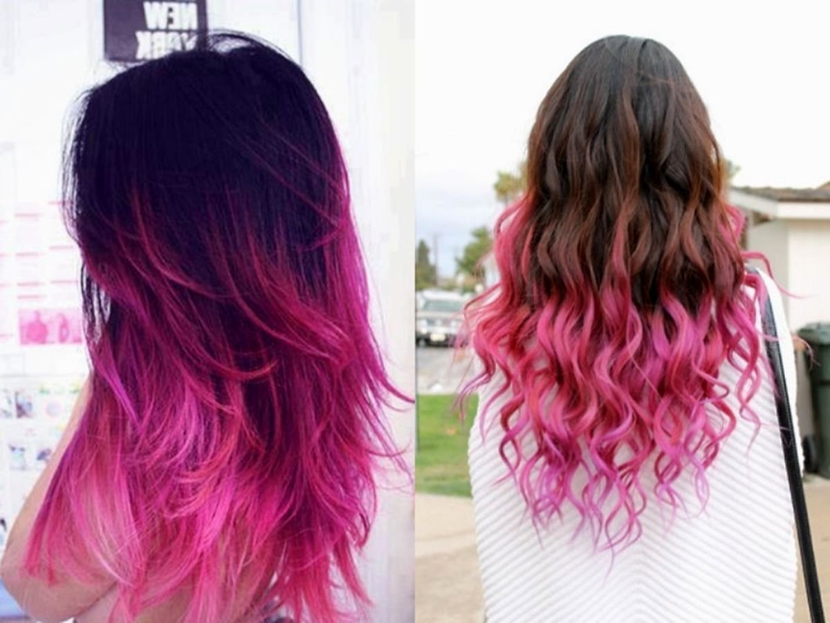 Можно красить волосы в пост. Розовые кончики на русых волосах. Розовое омбре на темные волосы. Цветные кончики волос. Розовое омбре на темные волосы длинные.