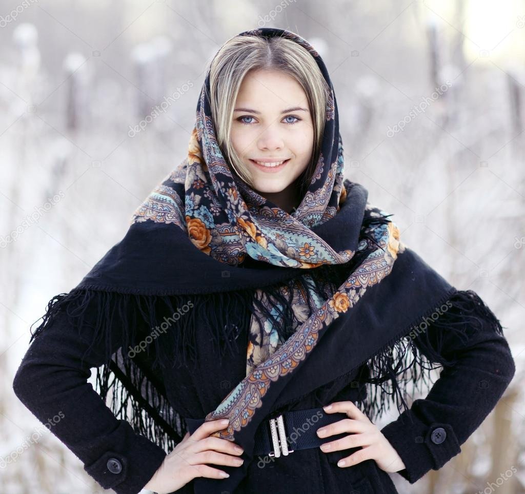Теплые платки на голову зимой
