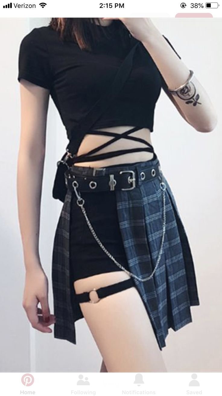 Goth outfit Грандж 2020 корейский юбка