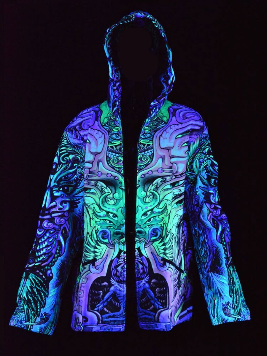 Неоновая куртка. Светящаяся куртка. Куртка которая светится в темноте. Люминесцентная куртка. Флуоресцентная одежда.