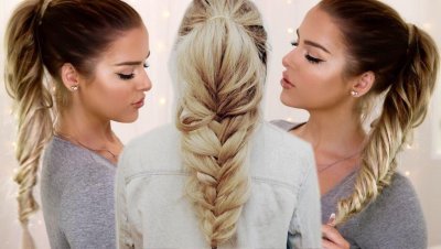 Хвост с косичками спереди